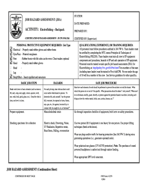 Jha sample format - Electrofishing Backpack JOB HAZARD ASSESSMENT JHA - nctc fws