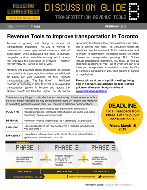 Toronto Transportation Revenue Tools Discussion Guide