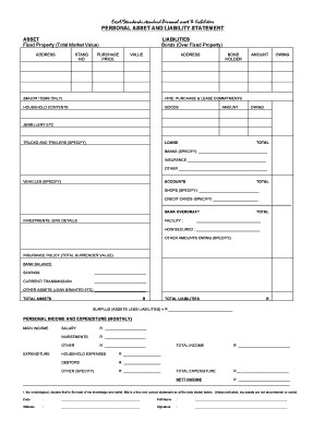 Personal Asset and Liability Statement