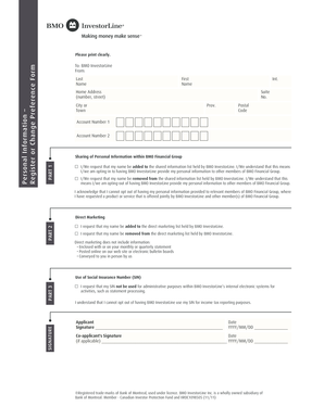 BMO InvestorLine Personal Information Preference Form