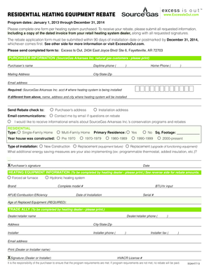 Residential Heating Equipment Rebate Form