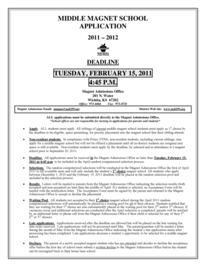 Middle Magnet School Application