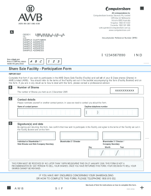 AWB Share Sale Facility Participation Form