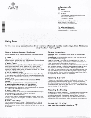 AWB Limited Proxy Voting Form
