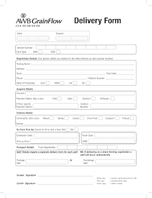 Australian Grain Delivery Form