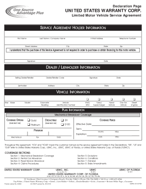 Limited Motor Vehicle Service Agreement