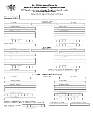 VAT Application to Change Registration Details or Cancel Registration