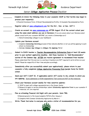 Senior College Application Process Checklist