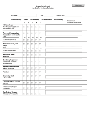 Norwalk Public Schools Non-Certified Employee Evaluation