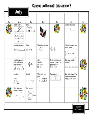 Summer Math Worksheet