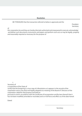 Corporate Resolution Approval