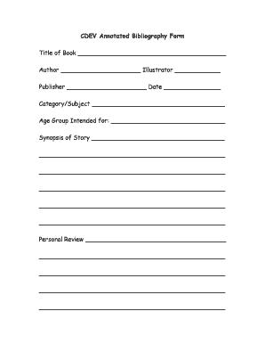 CDEV Annotated Bibliography Form