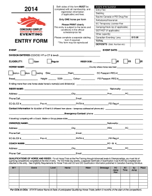 Canadian Eventing Entry Form