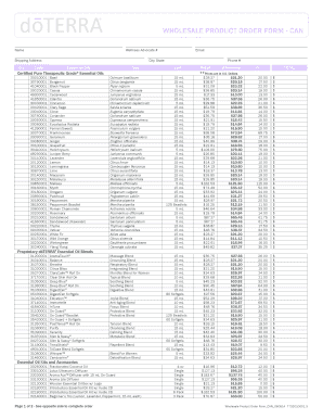 Wholesale Product Order Form