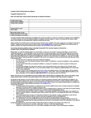 Canadian Public Policy Copyright Assignment Form