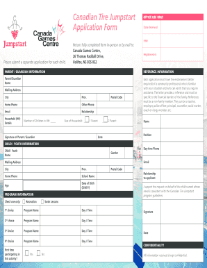 Canadian Tire Jumpstart Application Form