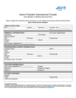 JCI Canada New Member or Renewal Form