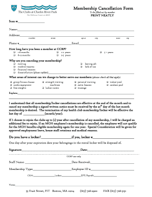 Membership Cancellation Form