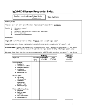 IgG4-RD Disease Responder Index Form