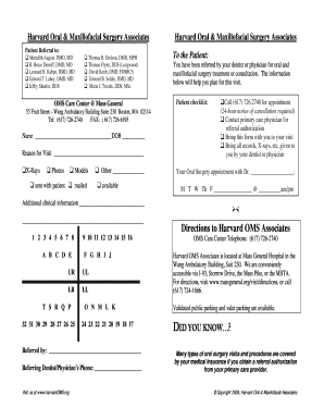 Patient Referral Form for Oral and Maxillofacial Surgery