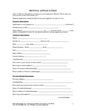 Rental Application Form