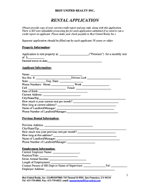 Rental Application Form