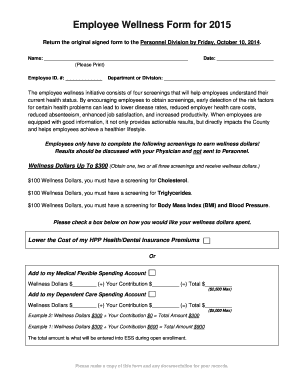Employee Wellness Form