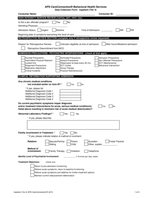 APS CareConnection Behavioral Health Inpatient Form