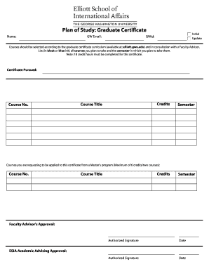 Graduate Certificate Plan of Study