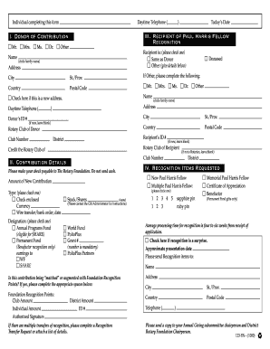 Rotary Fund Recognition Contribution Form