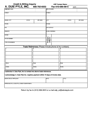 Credit and Billing Inquiry Form