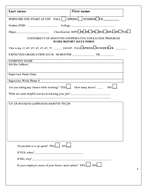 University of Houston Co-op Work Report
