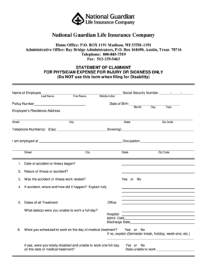 Physician Expense Claim Form