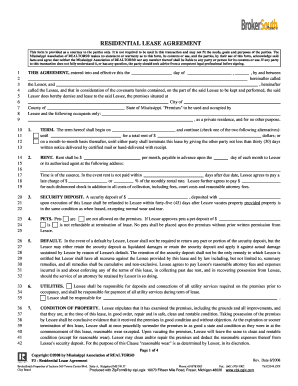 Mississippi Residential Lease Agreement