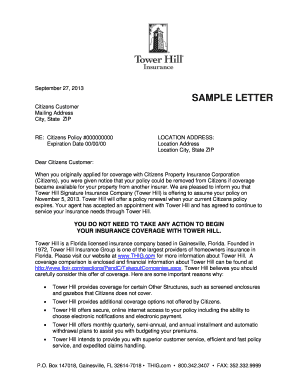 Tower Hill Insurance Policy Transfer Notice