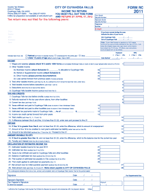 Cuyahoga Falls Income Tax Return 2011