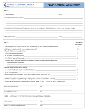 Live Electrical Work Permit