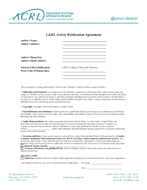 C&RL Article Publication Agreement