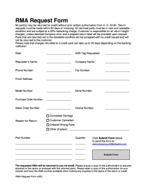 RMA Request Form