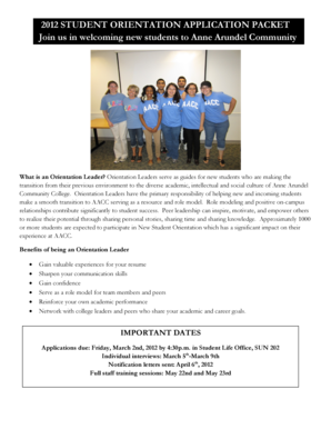 Student Orientation Leader Application