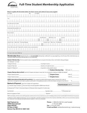 Full-Time Student Membership Application