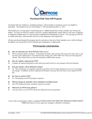 Purchased Paid Time-Off Program Enrollment Form