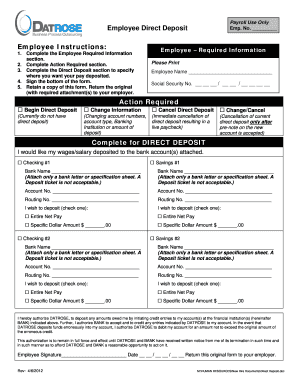 Employee Direct Deposit Form