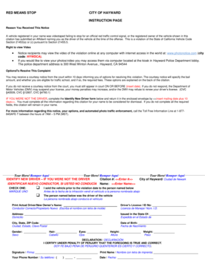 California Red Light Violation Notice