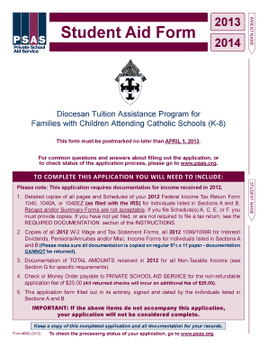 2013-2014 Student Aid Form