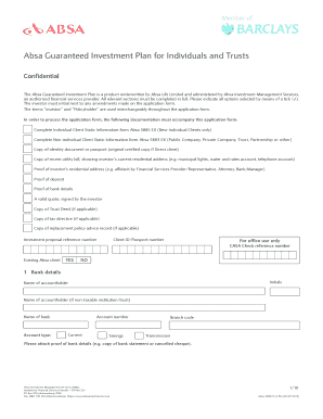 Absa Guaranteed Investment Plan Application