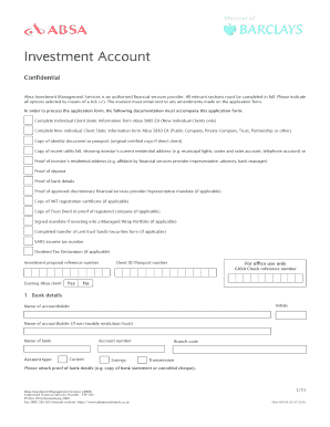 Absa Investment Account Application Form