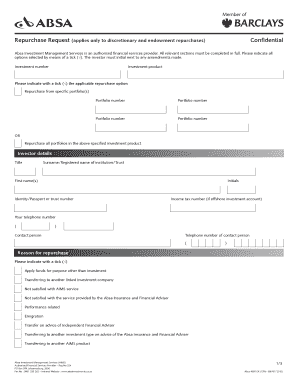 Absa Investment Management Services Repurchase Request