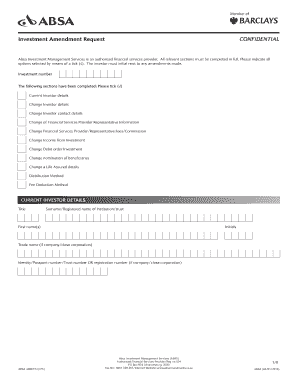Investment Amendment Request Form