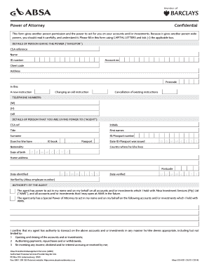 Power of Attorney for Absa Investment Services